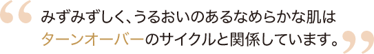 みずみずしく、うるおいのあるなめらかな肌はターンオーバーのサイクルと関係しています。