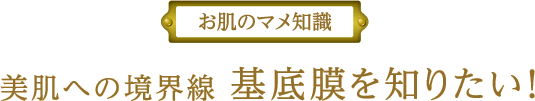 【お肌のマメ知識】美肌への境界線 基底膜を知りたい！