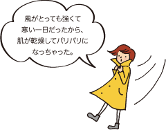 風がとっても強くて寒い一日だったから、肌が乾燥してパリパリになっちゃった。