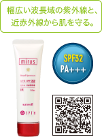 幅広い波長域の紫外線と、近赤外線から肌を守る。