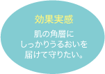 効果実感：肌の角層にしっかりうるおいを届けて守りたい。