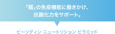 ｢腸｣の免疫機能に働きかけ、抗酸化力をサポート。
