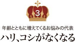 3.年齢とともに増えてくるお悩みの代表《ハリ、コシがなくなる》