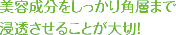 美容成分をしっかり角層まで浸透させることが大切！