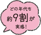 どの年代も薬9割が実感！