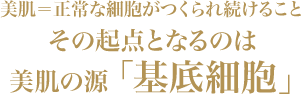 美肌＝正常な細胞がつくられ続けること。その起点となるのは美肌の源 「基底細胞」