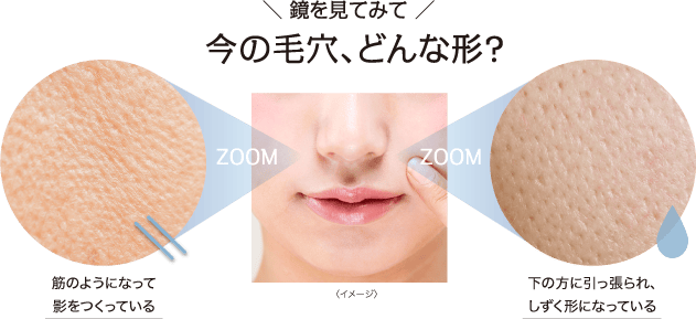 ＼鏡を見てみて／今の毛穴、どんな形？