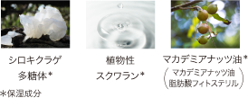 マカデミアナッツ油* シロキクラゲ 多糖体* 植物性 スクワ…